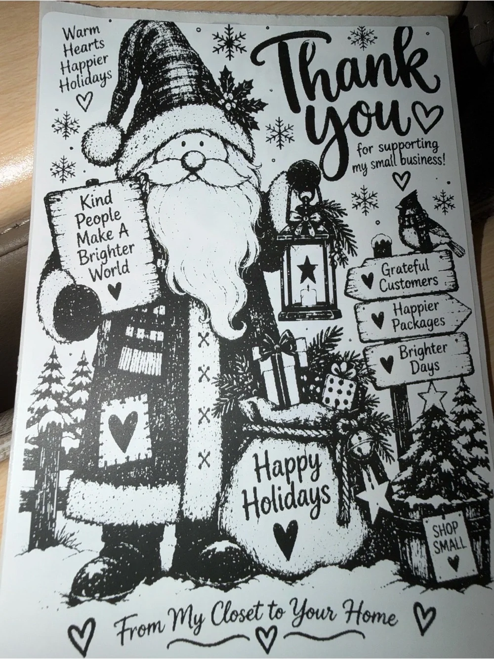 Thank You Happy Holidays Santa Sticker 50 count 4x6